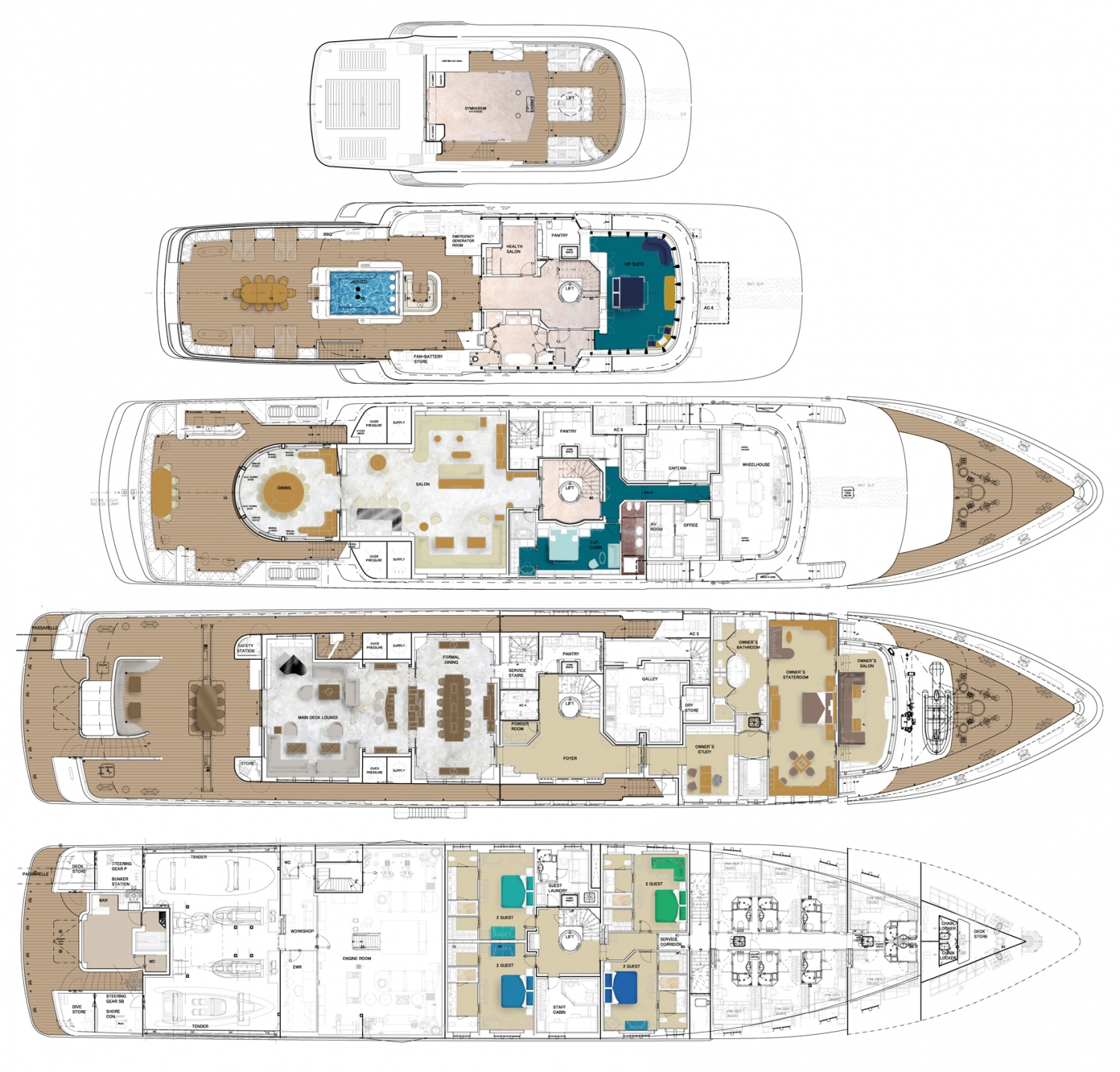 serene yacht deck plan